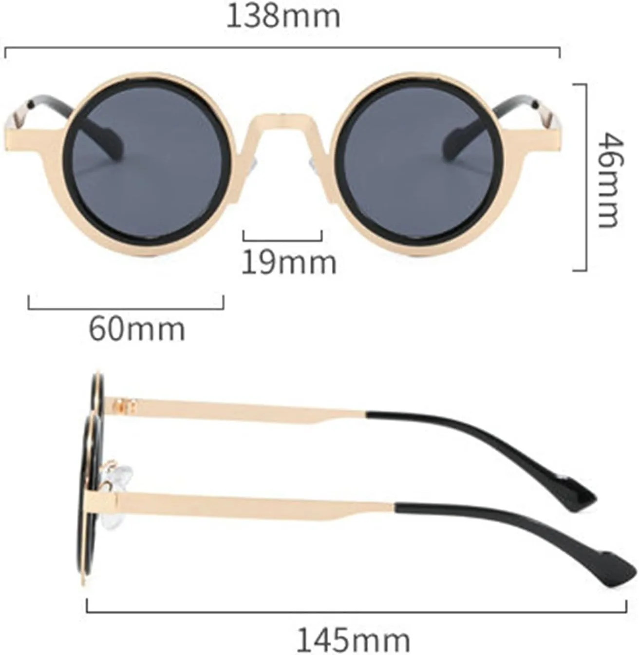 willochra Round Classic Sunglasses for Man Vintage Small Oval Fashion Punk Metal Frame Gradient Sun Glasses