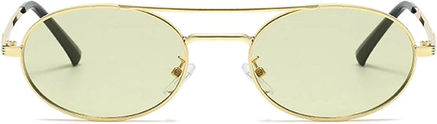 willochra Vintage Oval Sunglasses Women Men 2025 Fashion Double Beam Metal Frame black Sun Glasses For Unisex Round Eyewear