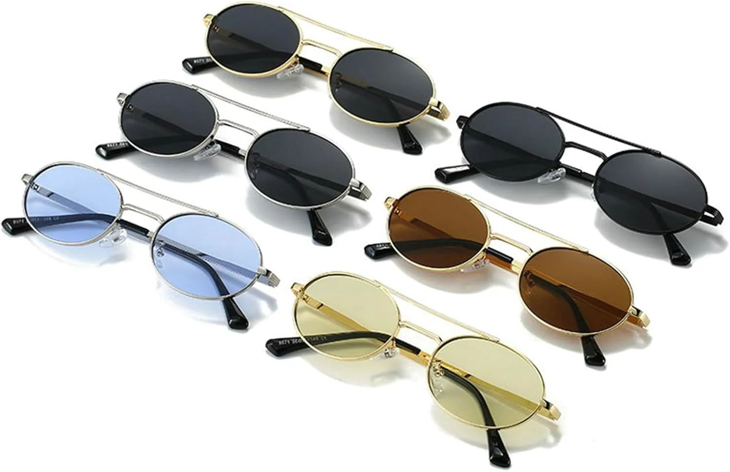 willochra Vintage Oval Sunglasses Women Men 2025 Fashion Double Beam Metal Frame black Sun Glasses For Unisex Round Eyewear