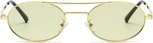 willochra Vintage Oval Sunglasses Women Men 2025 Fashion Double Beam Metal Frame black Sun Glasses For Unisex Round Eyewear