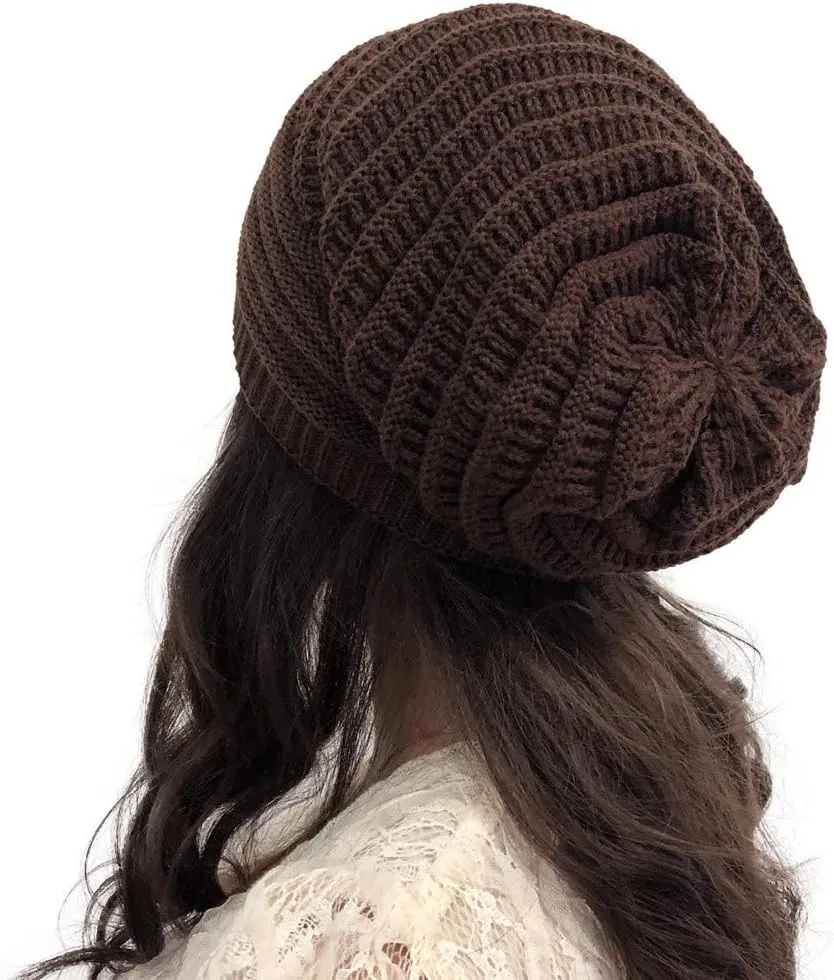 Winter Beanie Hat for Women Lightweight Outdoor Cashmere Warm Wool Knit Hat Pom Pom Visor Skull Cap