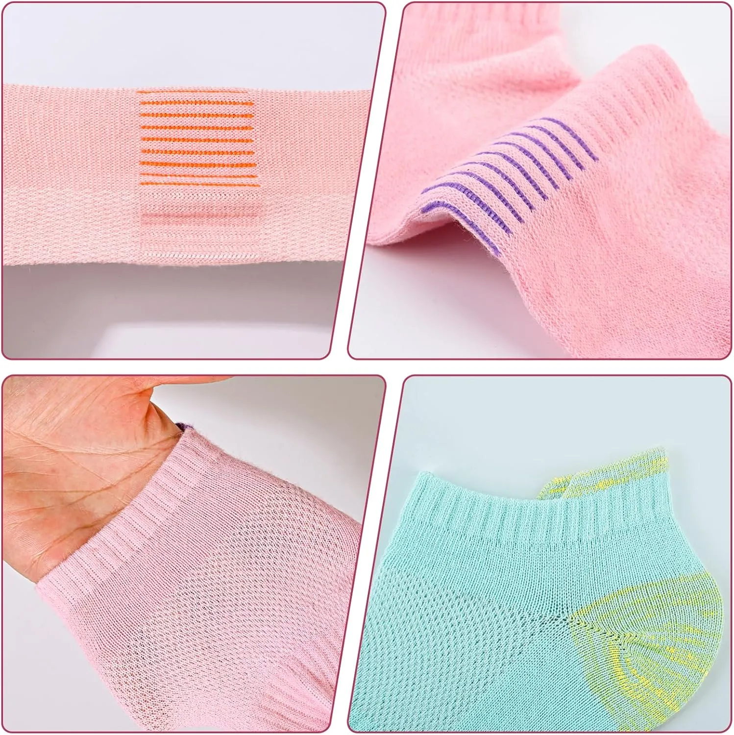 Women Ankle Socks Athletic Thick Cushioned Running Hiking No Show Sports Socks，anti blister women socks，5 Pair Pack