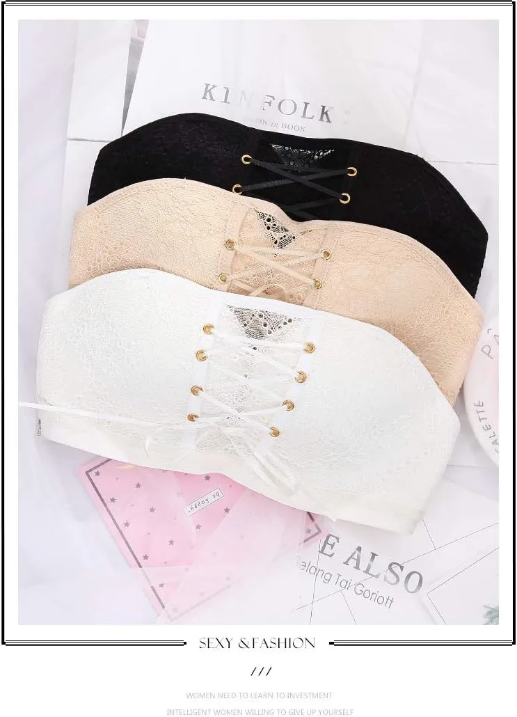 Women Push Up Bra Lace Strapless Invisible Bra