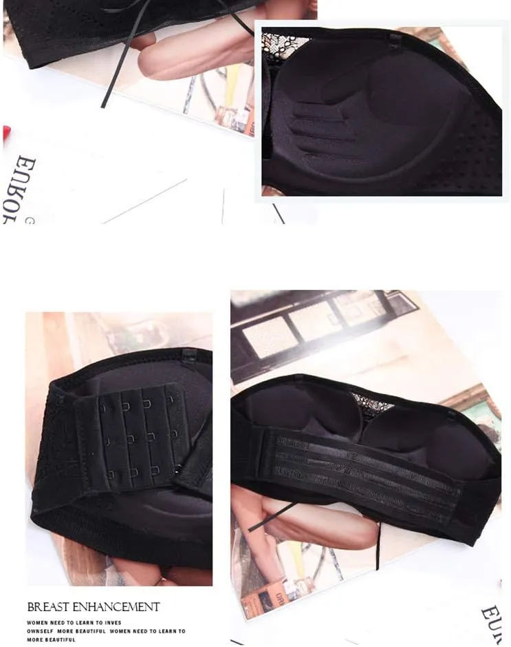 Women Push Up Bra Lace Strapless Invisible Bra