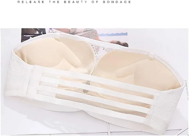 Women Push Up Bra Lace Strapless Invisible Bra