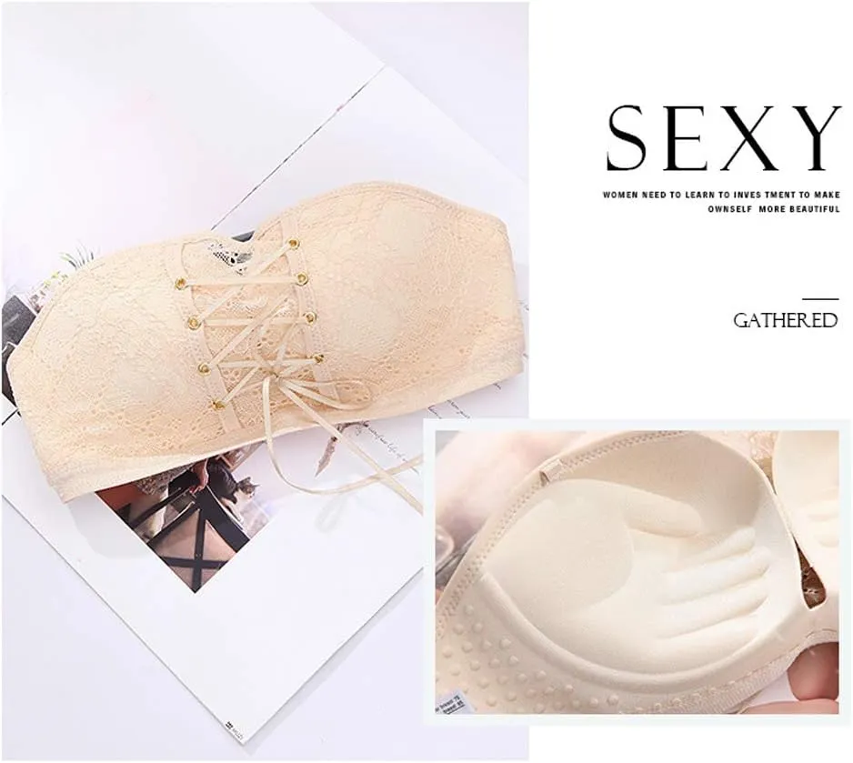 Women Push Up Bra Lace Strapless Invisible Bra