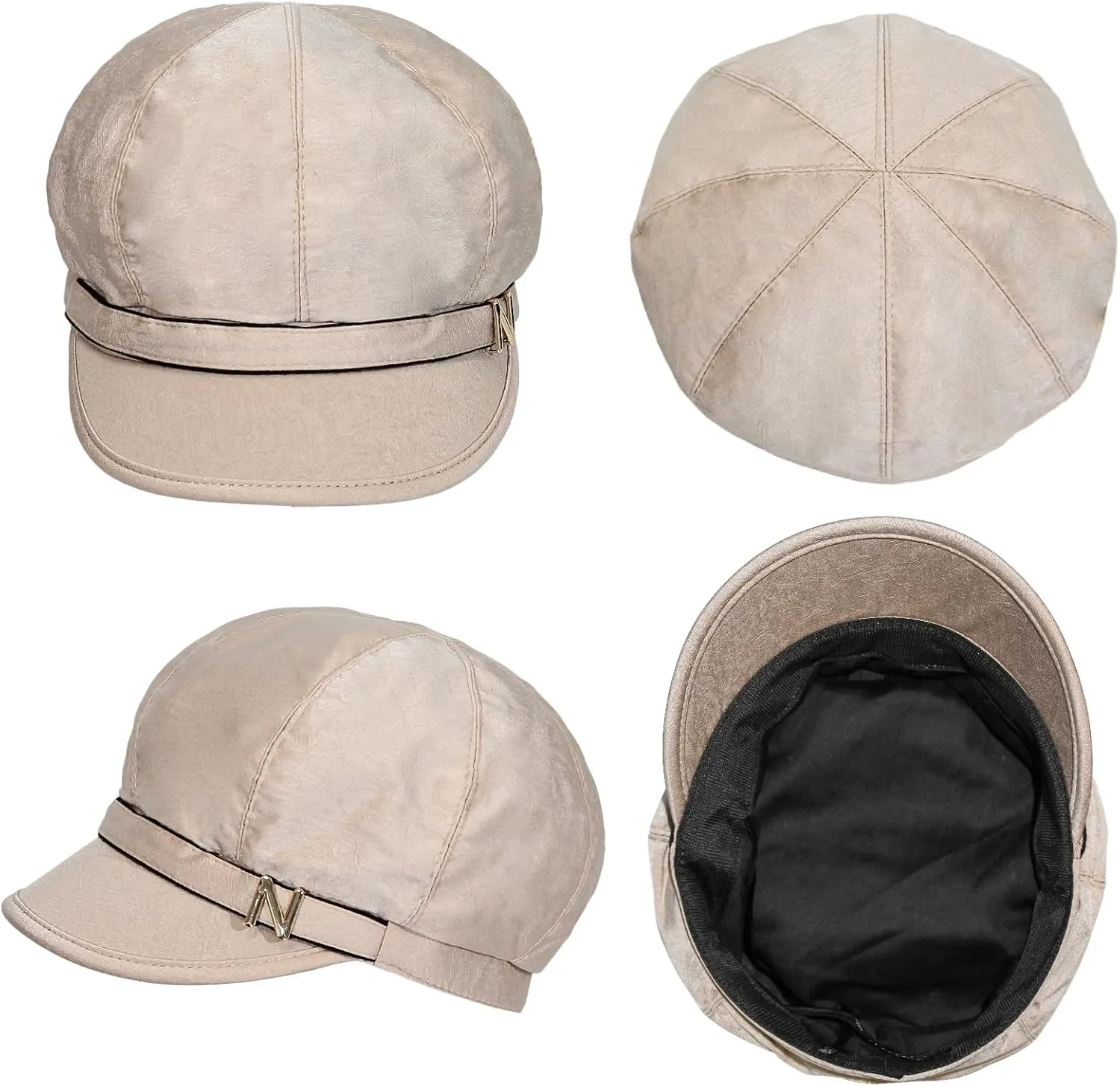 Women Retro Classic Visor Newsboy Cabbie Cap Beret Hats with Flower Buckle for Woman Ladies