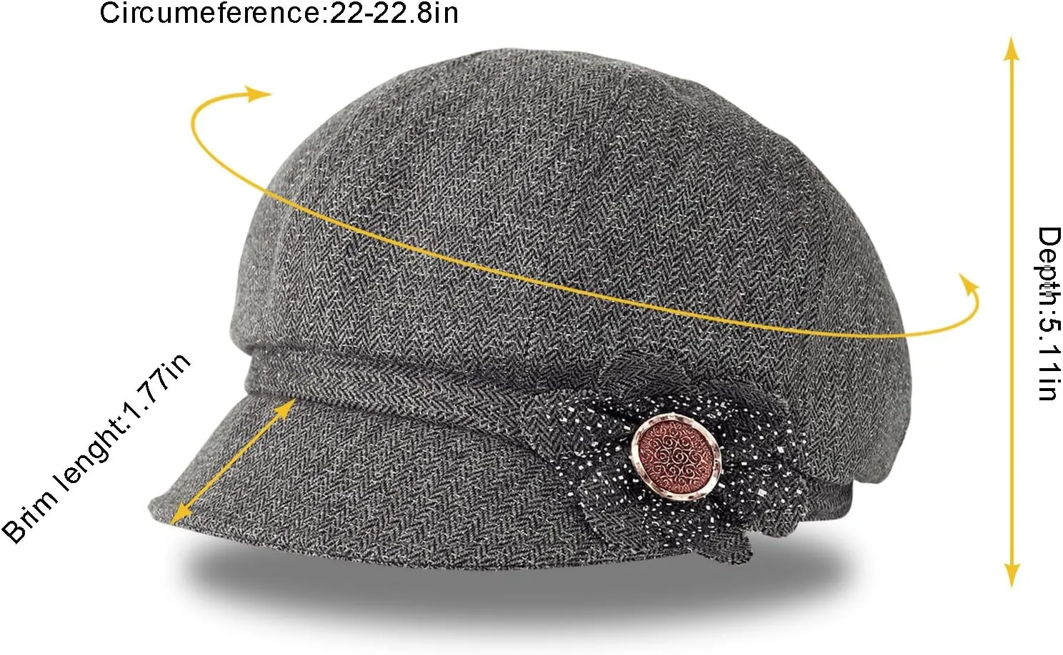 Women Retro Classic Visor Newsboy Cabbie Cap Beret Hats with Flower Buckle for Woman Ladies