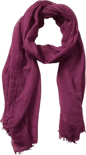 Women Solid Crinkle Vintage Soft Scarf with Fringed Long Edges Scarves Knit Hat for Women