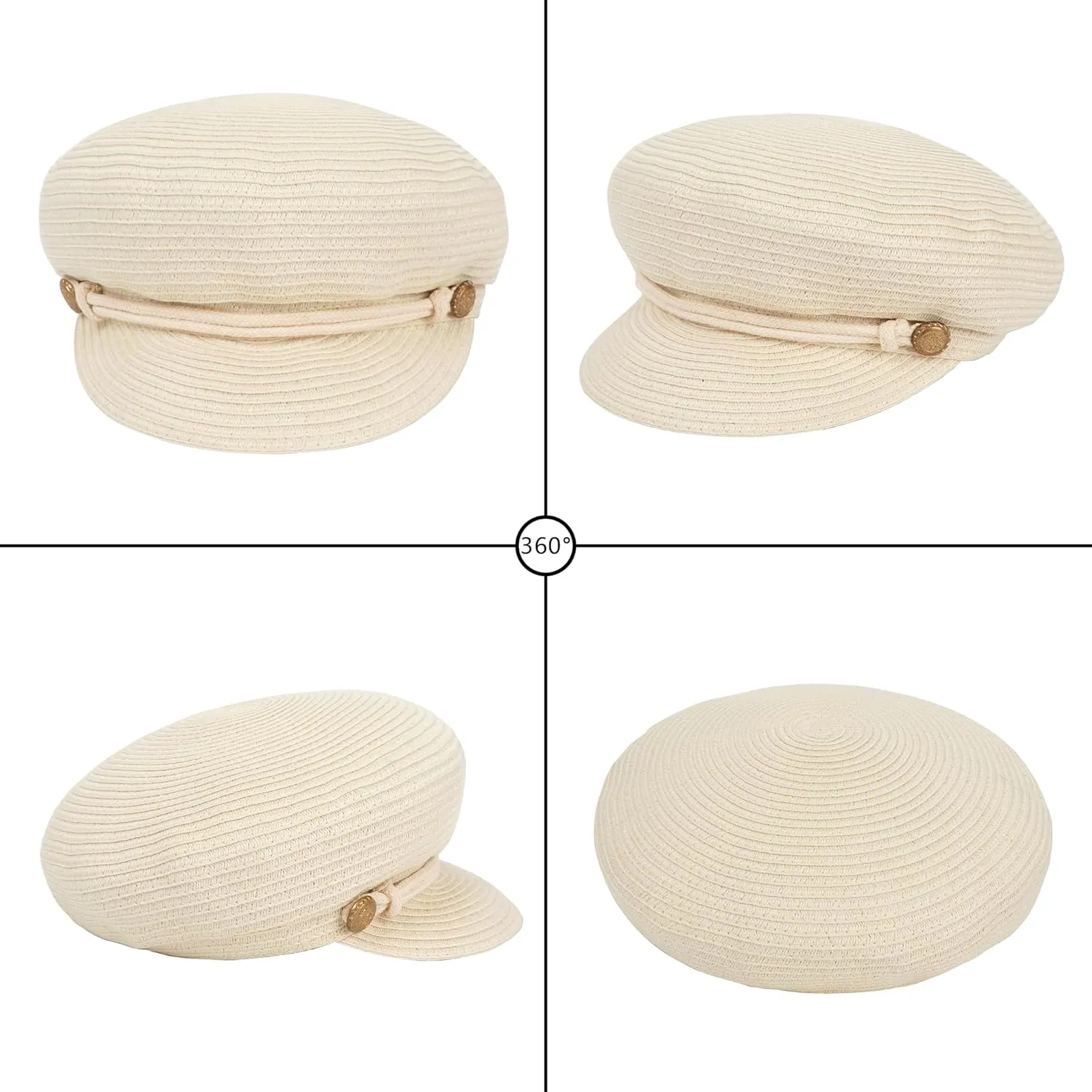 Women Summer Wide Brim Straw Woven Sun Hat Visor Flat Top Newsboy Cap Painter Hat
