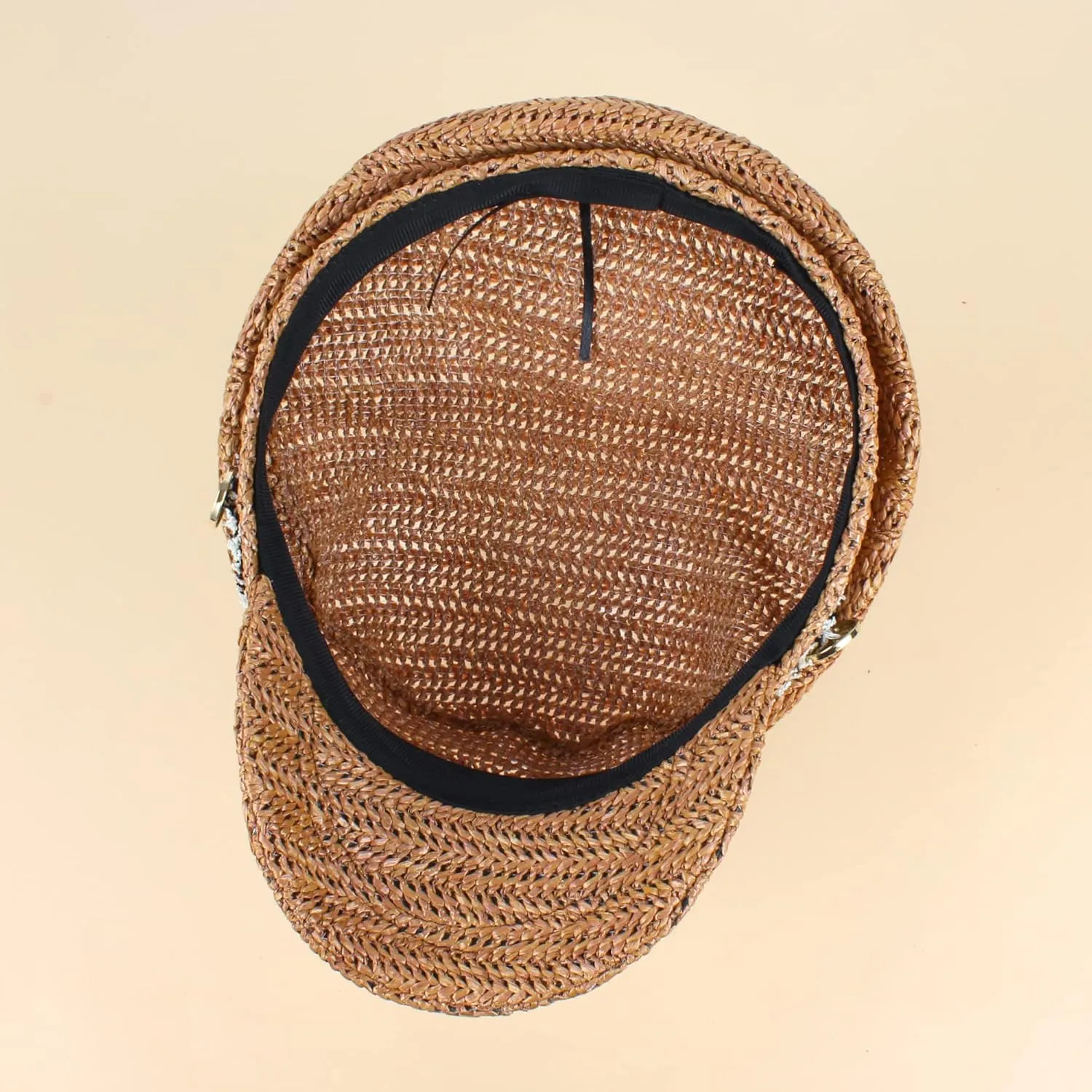 Women Summer Wide Brim Straw Woven Sun Hat Visor Flat Top Newsboy Cap Painter Hat