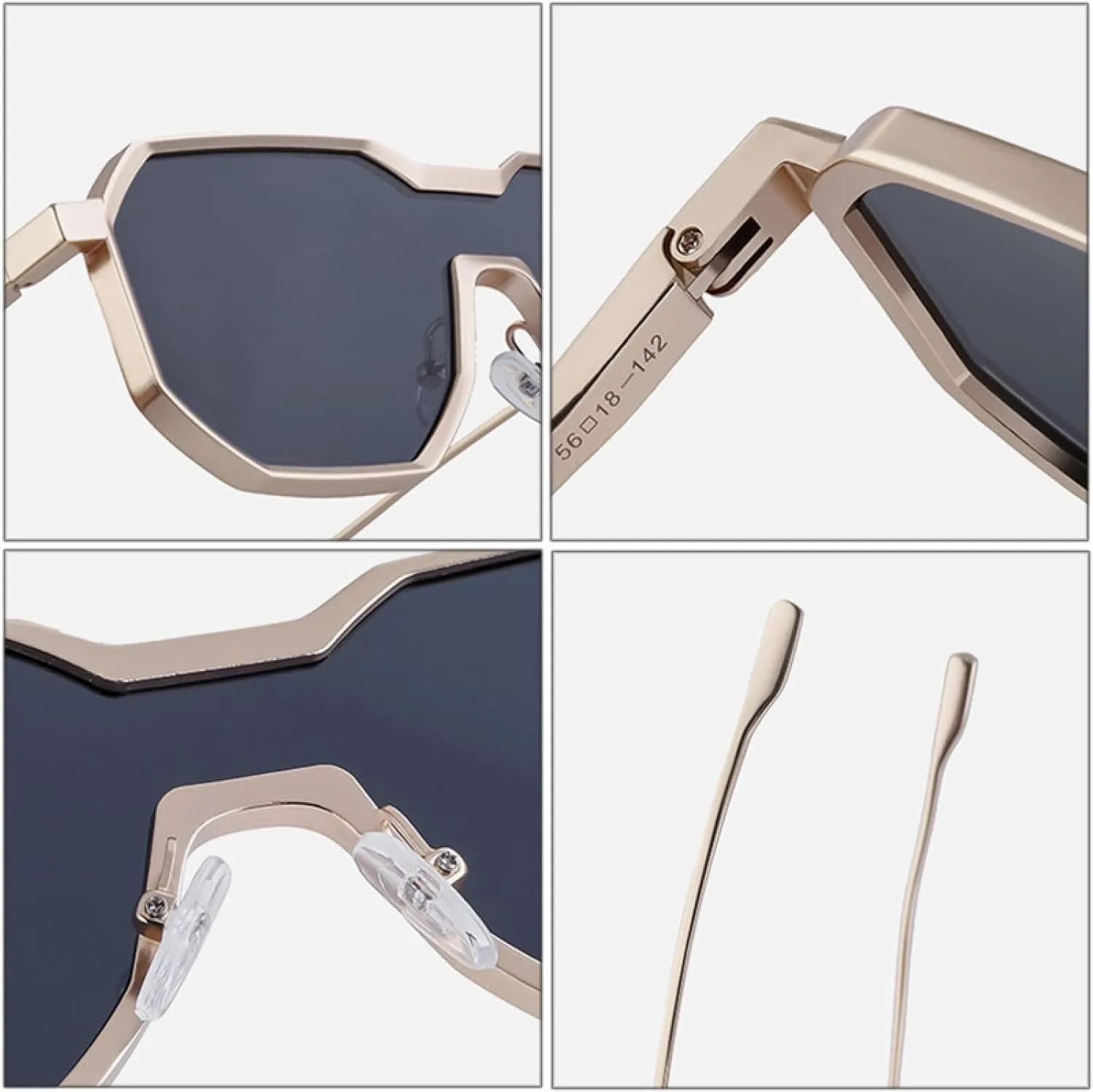 Women Sunglasses One Piece Clear Gradient Mirror Shades Uv400 Men Punk Metal Sun Glasses