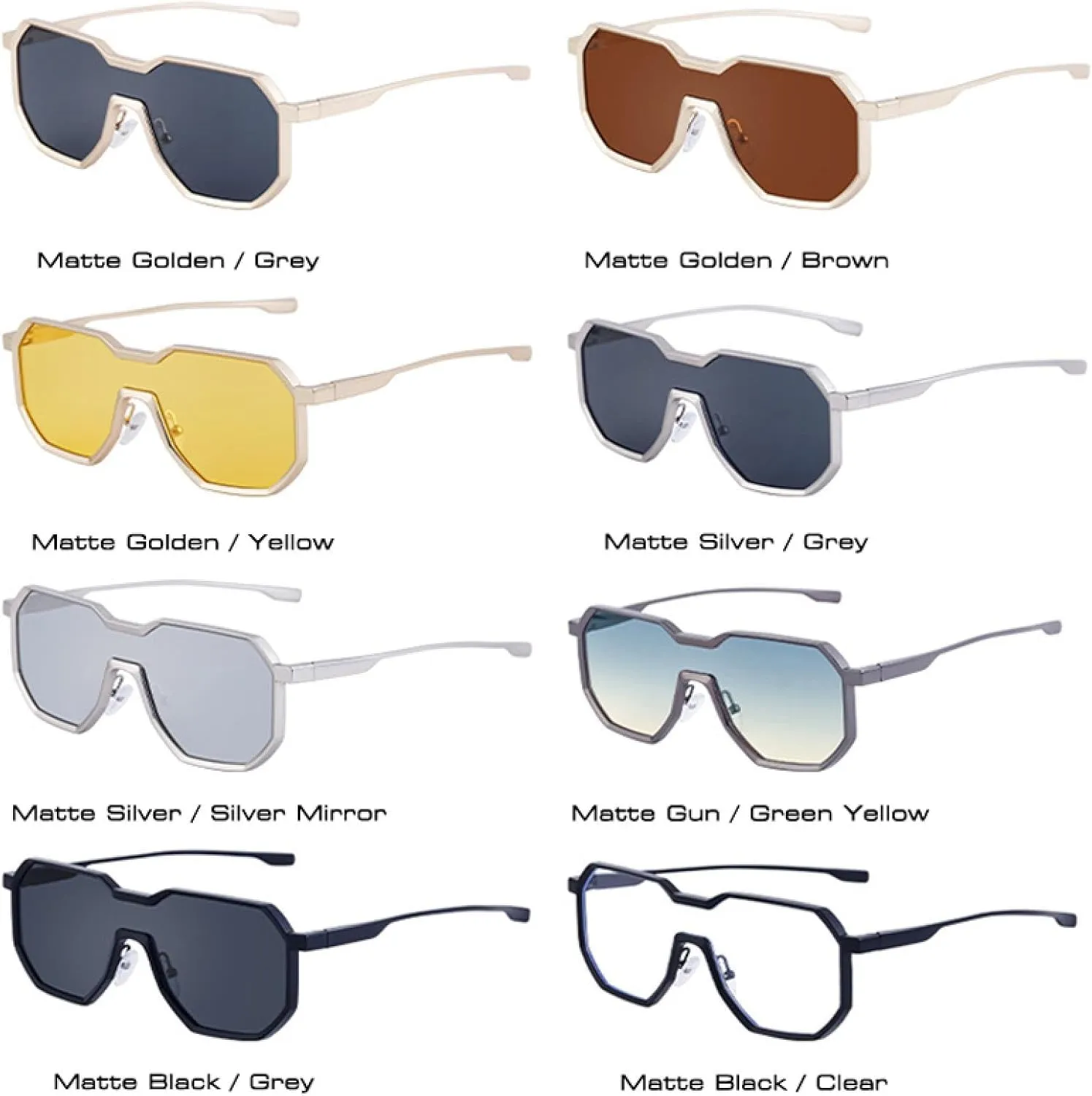 Women Sunglasses One Piece Clear Gradient Mirror Shades Uv400 Men Punk Metal Sun Glasses