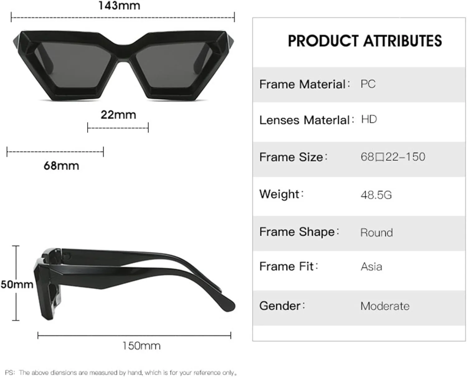 Women Sunglasses Vintage Fashion Men Cat Eye Sun Glasses Big Shades Female Uv400