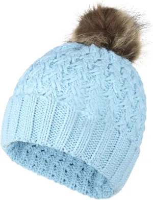 Women Winter Pom Pom Beanie Hats Warm Warm Lined,Chunky Trendy Cute Chunky Knit Twist Cap Thick Baggy Cap