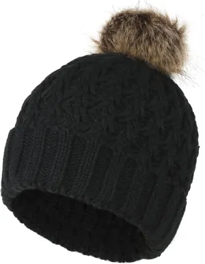 Women Winter Pom Pom Beanie Hats Warm Warm Lined,Chunky Trendy Cute Chunky Knit Twist Cap Thick Baggy Cap