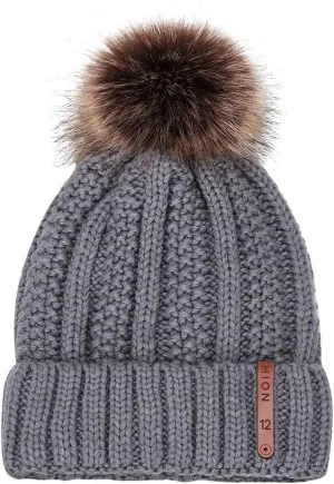 Women Winter Pompom Beanie Hat with Warm Fleece Lined, Thick Slouchy Snow Knit Skull Ski Cap Soft Warm Hat