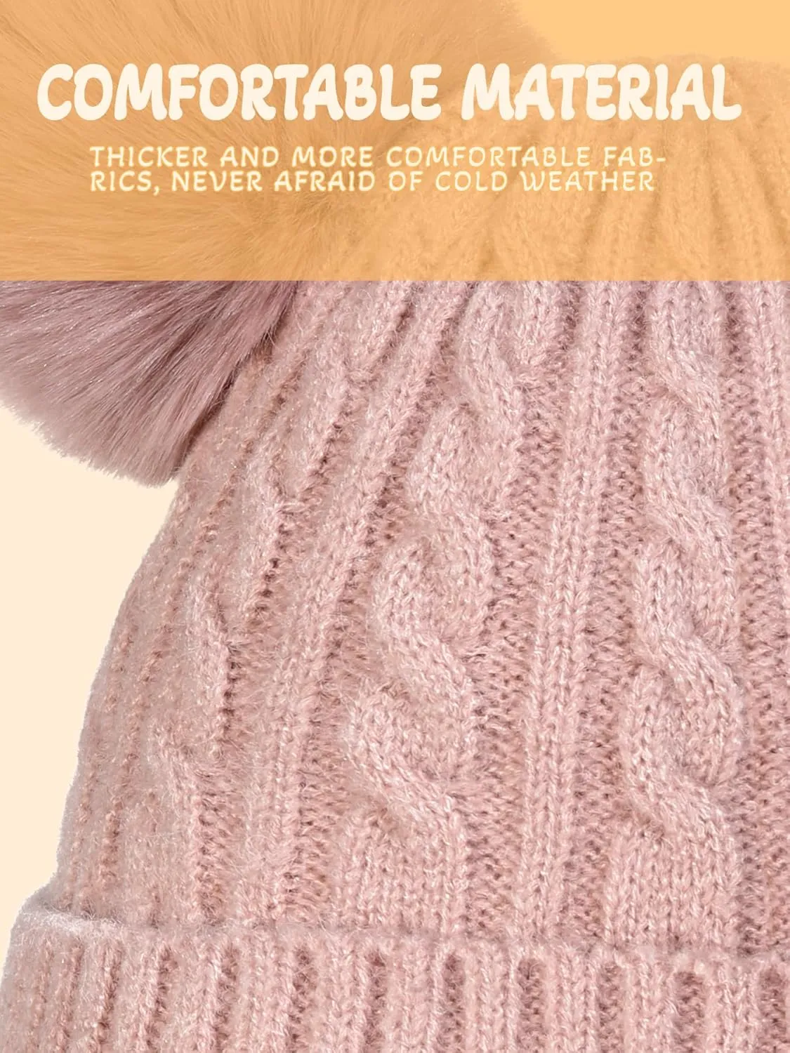 Women with Double Pom Pom Womens Winter Knitted Beanie Hat Womens Winter Knitted Beanie Hat