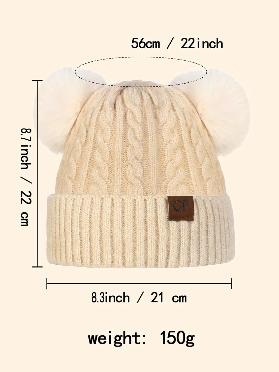 Women with Double Pom Pom Womens Winter Knitted Beanie Hat Womens Winter Knitted Beanie Hat