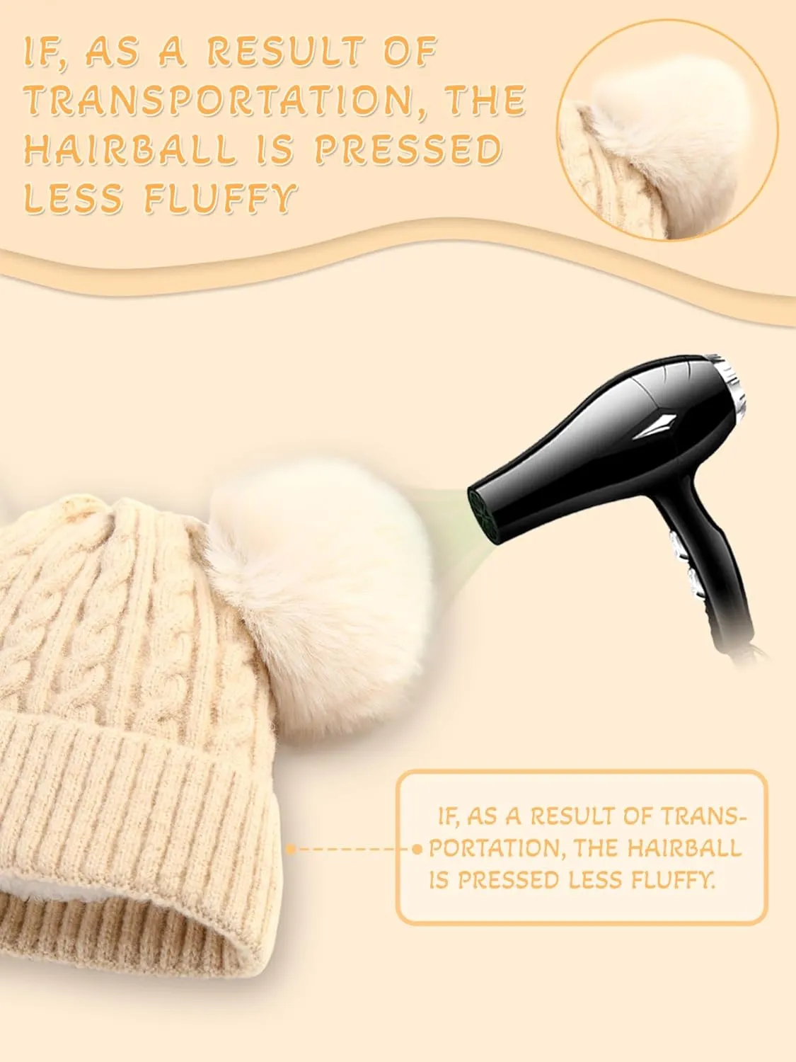 Women with Double Pom Pom Womens Winter Knitted Beanie Hat Womens Winter Knitted Beanie Hat