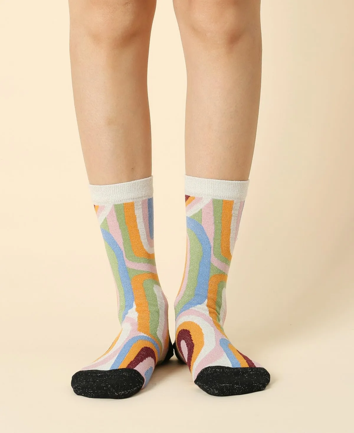 Women's Abstract Art Crew Socks Colorful Ripple Premium Mid-Calf Sock Novelty Funny Sheer Marble Calf Socks