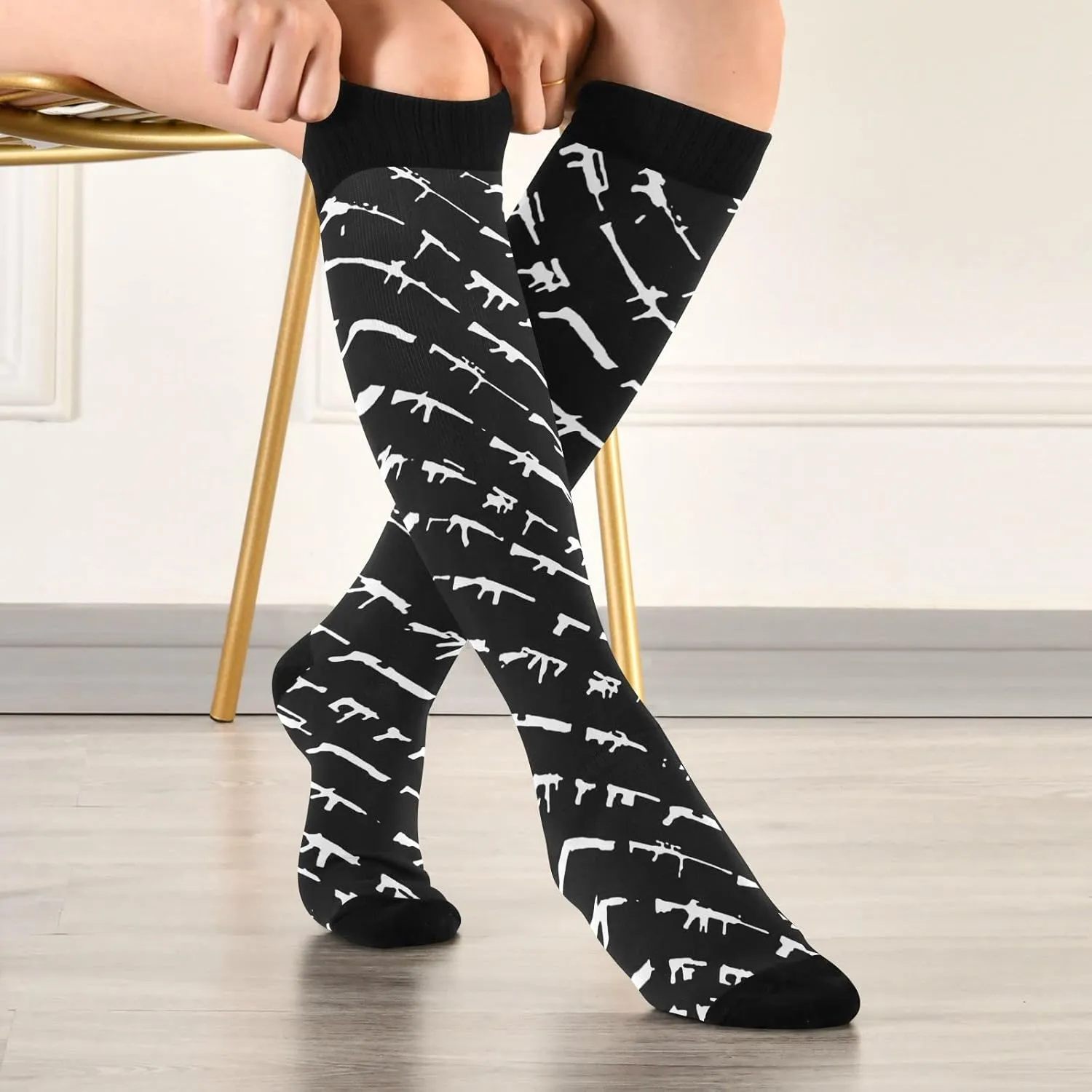 Women's and Men's Knee High Athletic Socks Outdoor Sport Socks for Running Hiking Cycling Compression Socks