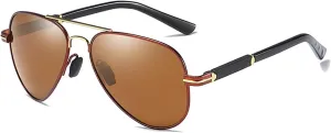 Women's Aviator Sunglasses Polarized Photochromic - Lightweight Aluminum Frame UV400 Protection Anti-Glare Driving Fashion Sunglasses for Outdoor Travel(Tea Gold-Brown)