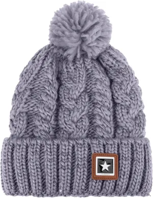 Womens Beanie with Pom Pom Winter and Fall Fashionable Warm Winter Hats for Ladies Knit Beanie Hats for Women (Grey, One Size)