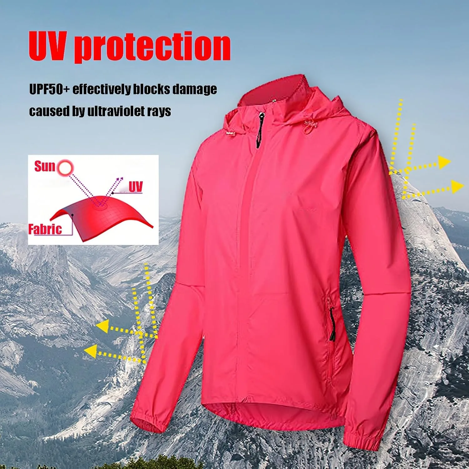 Women's Breathable Cycling Jacket,Lightweight,Hooded Jacket,for Running,Cycling,Hiking