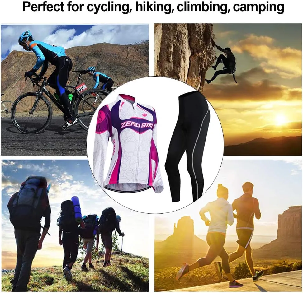 Women's Breathable Long Sleeve Cycling Suit 3D Gel Padded Bicycle Cloting Pants Set UV Protective