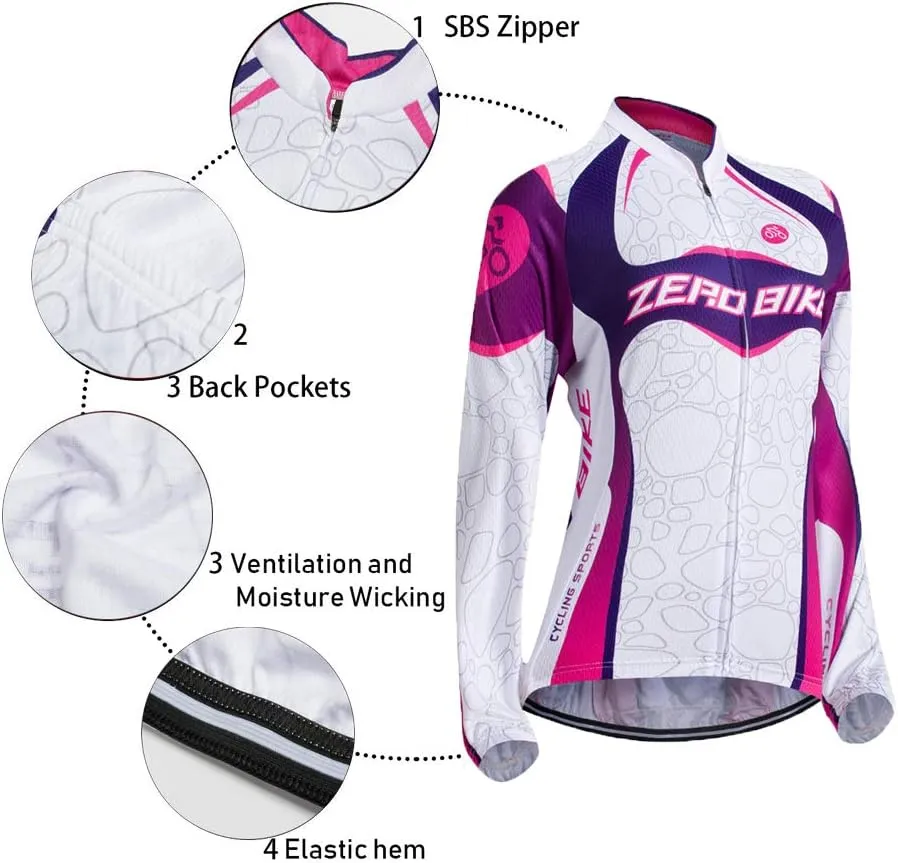 Women's Breathable Long Sleeve Cycling Suit 3D Gel Padded Bicycle Cloting Pants Set UV Protective