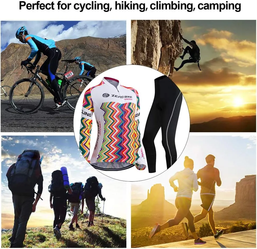 Women's Breathable Long Sleeve Cycling Suit 3D Gel Padded Bicycle Cloting Pants Set UV Protective