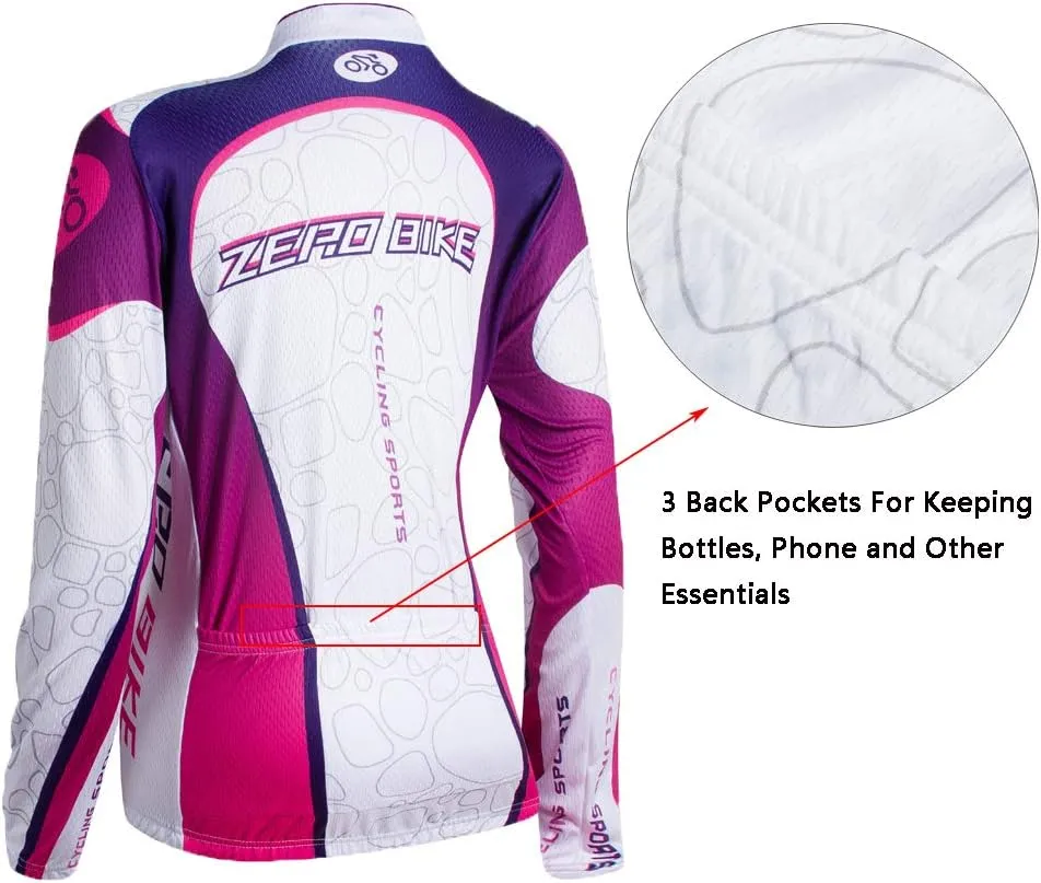 Women's Breathable Long Sleeve Cycling Suit 3D Gel Padded Bicycle Cloting Pants Set UV Protective
