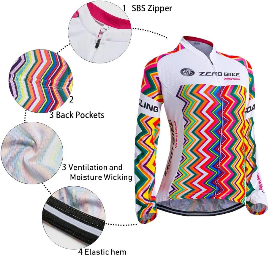 Women's Breathable Long Sleeve Cycling Suit 3D Gel Padded Bicycle Cloting Pants Set UV Protective