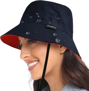 Womens Bucket Rain Hat Reversible Packable Foldable Water Repellent Cute for Ladies Travel Hiking Golf