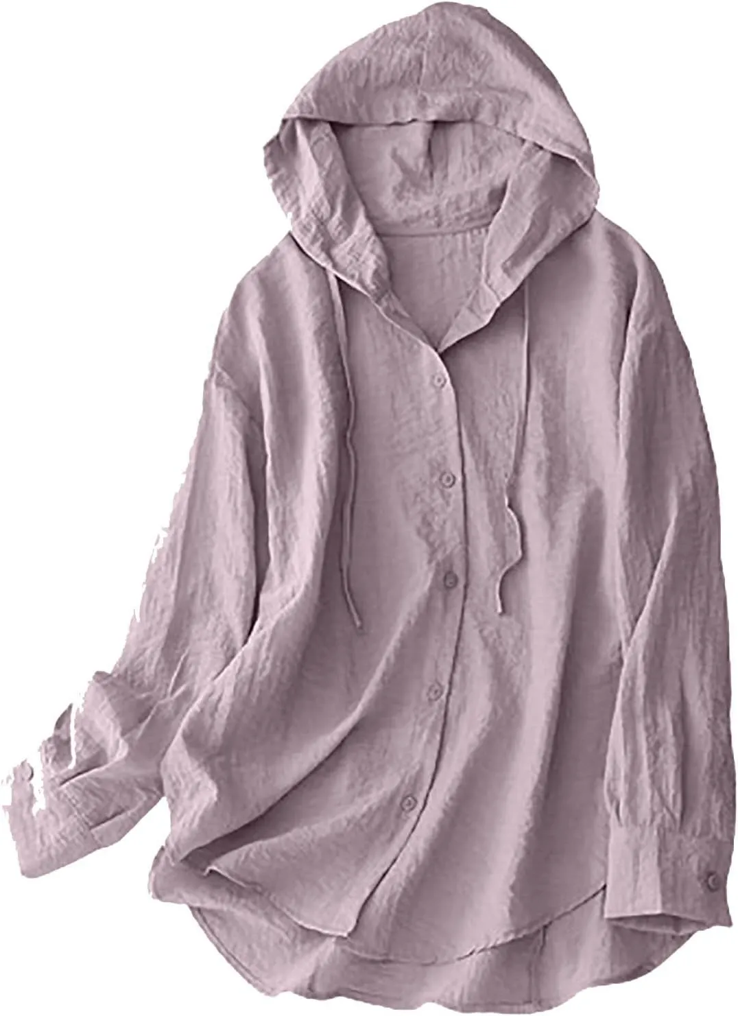 Women's Cotton Linen Sun Protection Shirts Hoodie Long Sleeve Botton Up Cardigan Lightweight Summer Beach Tops