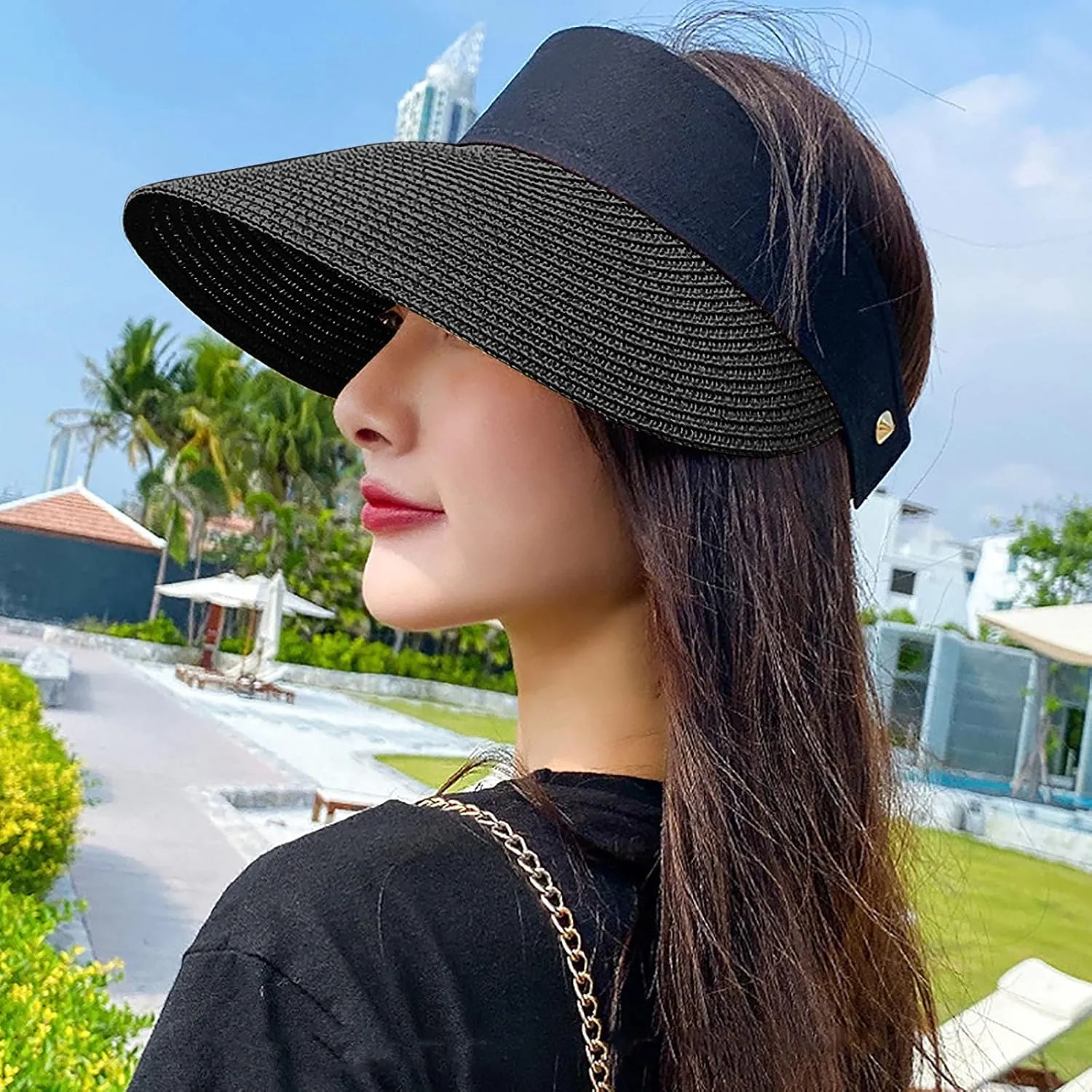 Women's Empty Top Sun Visor Hat Holiday Hat Summer Beach Baseball Caps Sunscreen Sunshade Tennis Cap