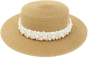 Women's Flat Brim Elegant Fedora Panama Style Hat Roll Up Flat Top Caps Summer Fedora Sunhats Khaki