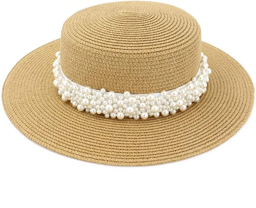 Women's Flat Brim Elegant Fedora Panama Style Hat Roll Up Flat Top Caps Summer Fedora Sunhats Khaki