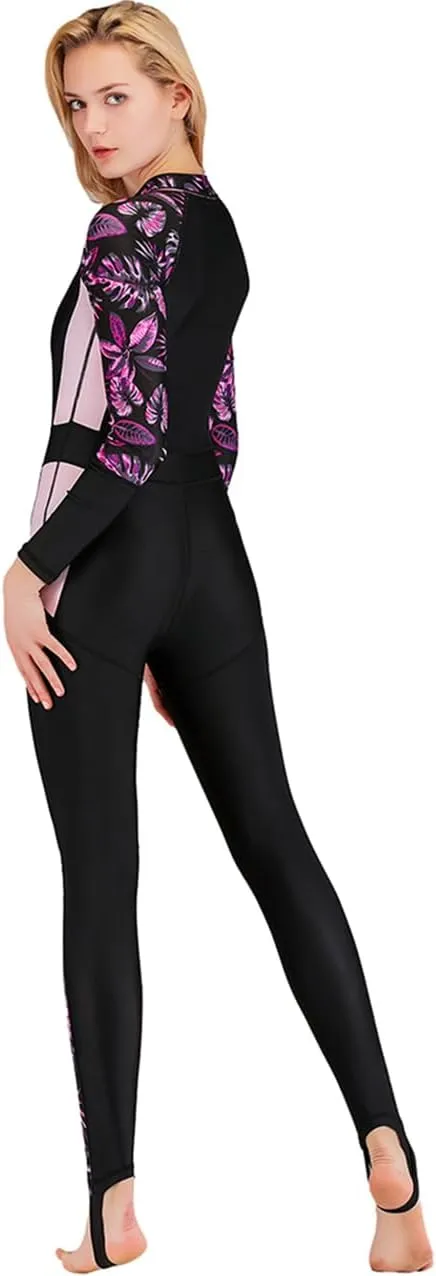 Womens Full Body Sun Protection Swimwear Stinger Suit Long Sleeve One Piece Rash Guard Surf Swimsuit