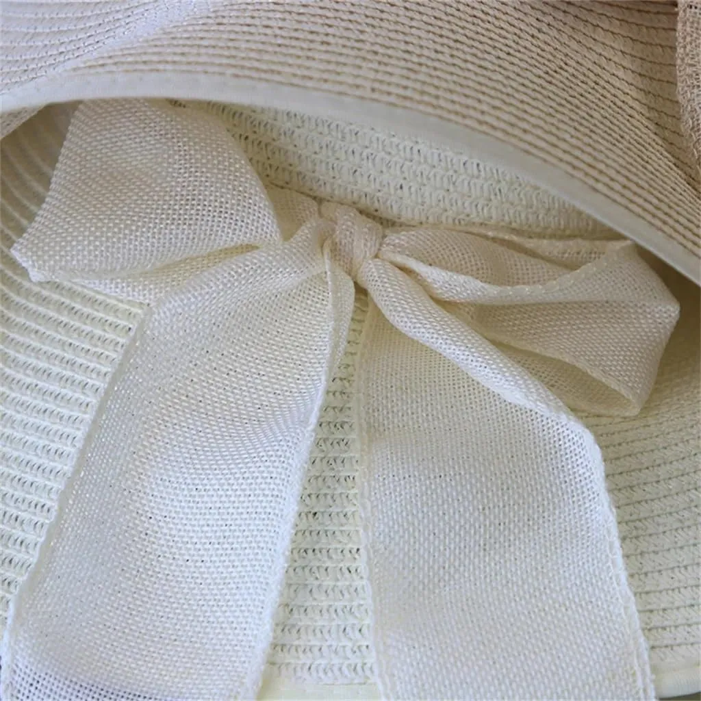 Women's Hat Bowknot Wide Floppy Hat Outdoor Foldable Beach Sun Hat