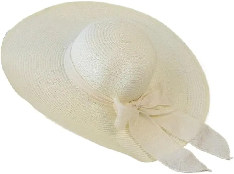 Women's Hat Bowknot Wide Floppy Hat Outdoor Foldable Beach Sun Hat