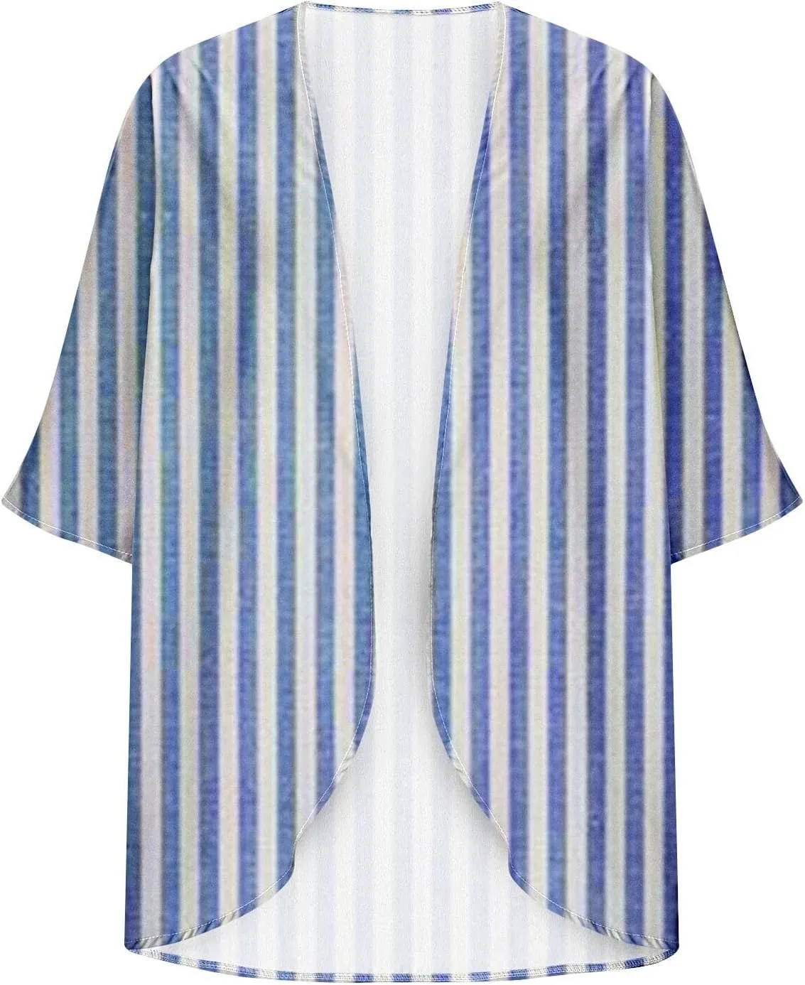 Women's Kimono Cardigans Boho Floral Chiffon Loose Open Front Casual Summer Tops Striped Lightweight Beach Cover Ups