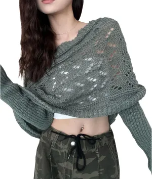 Womens knitted double sleeve scarf with sleeves Knitted cable wrap, shrugs for women, knitted wrap