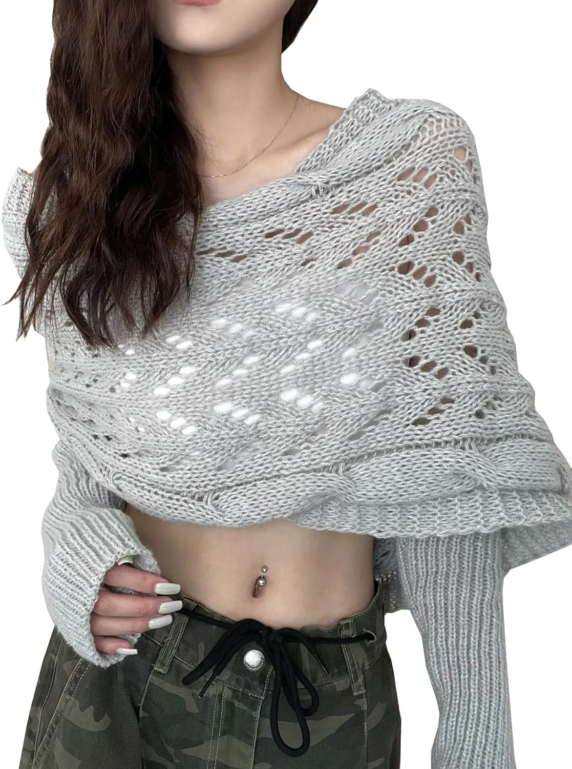 Womens knitted double sleeve scarf with sleeves Knitted cable wrap, shrugs for women, knitted wrap