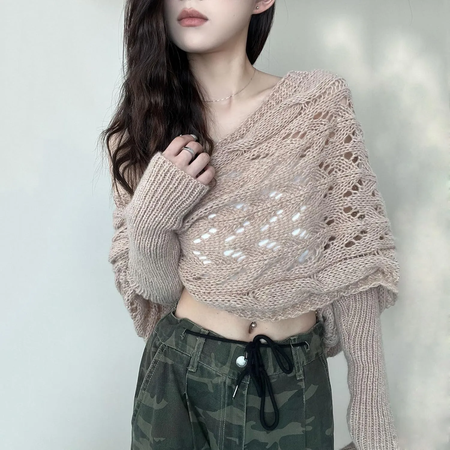 Womens knitted double sleeve scarf with sleeves Knitted cable wrap, shrugs for women, knitted wrap