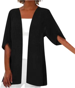 Womens Lightweight Linen Cardigan Open Front Covet Up Summer Casual Half Sleeve Plus Size Beach Sun Protection Clothes
