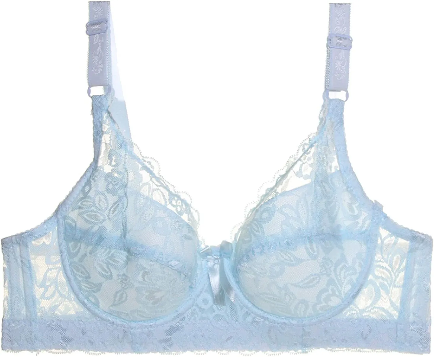 Women's Plus Size Sexy Floral Lace Scalloped Trim Wireless Bra Adjustable Strap V Neck Everyday Bralette