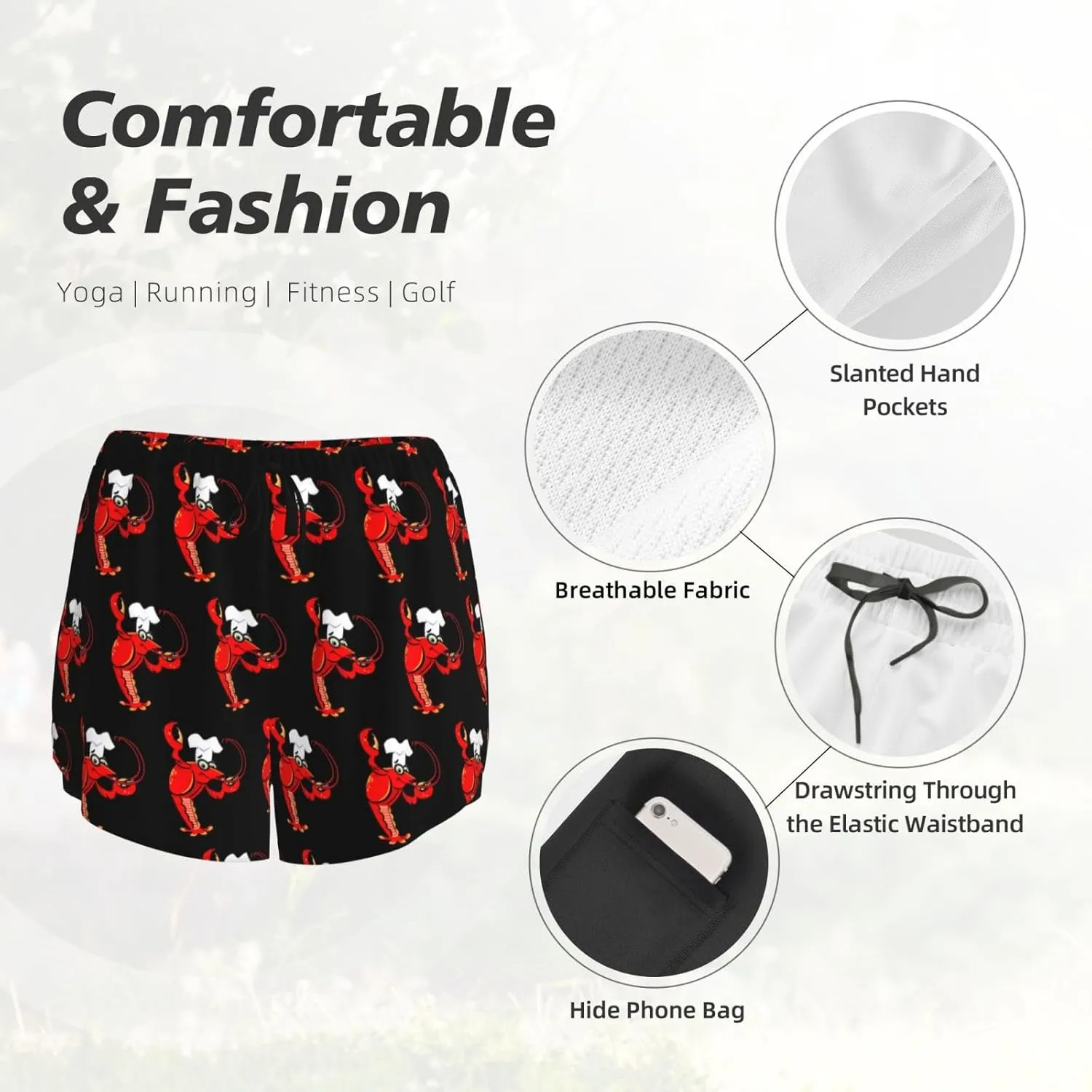 Women's Running Shorts with Liner Pockets, Soft Ultra Stretch Yoga Pants Leggings for Fitness Running