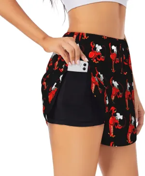 Women's Running Shorts with Liner Pockets, Soft Ultra Stretch Yoga Pants Leggings for Fitness Running